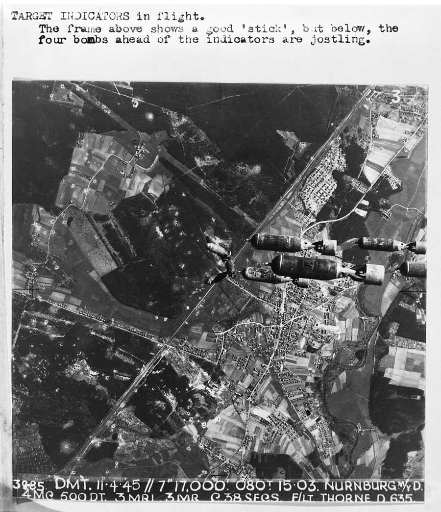 AIR14-3647 Bombs and target indicators Nuremburg 11 April 1945