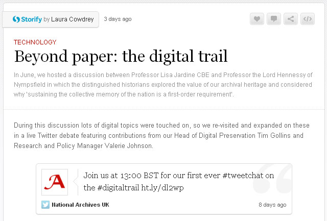 Storify of Beyond paper: The digital trail