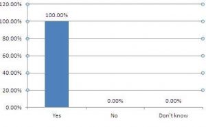 Graph showing 100% result for 'Yes'