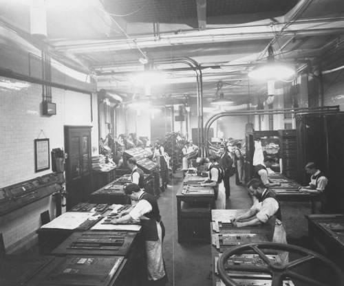 Lloyd's Weekly News composing room, Fleet Street, London, 1911