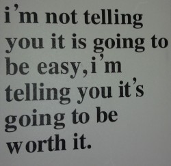 "I'm not telling you it is going to be easy, I'm telling you it's going to be worth it."