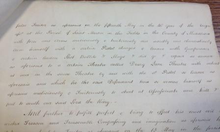 Excerpt from File: Treason- attempted murder of king in Drury Lane Theatre; James Hadfield - File Ref: KB 33/8/3