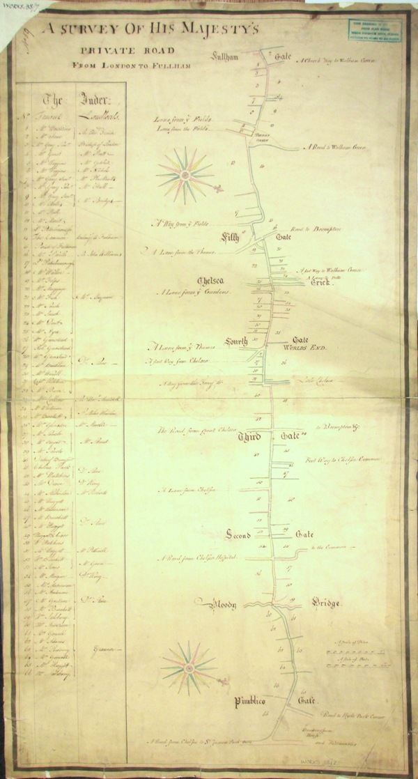 Route map of the King's Road. WORK 38/7