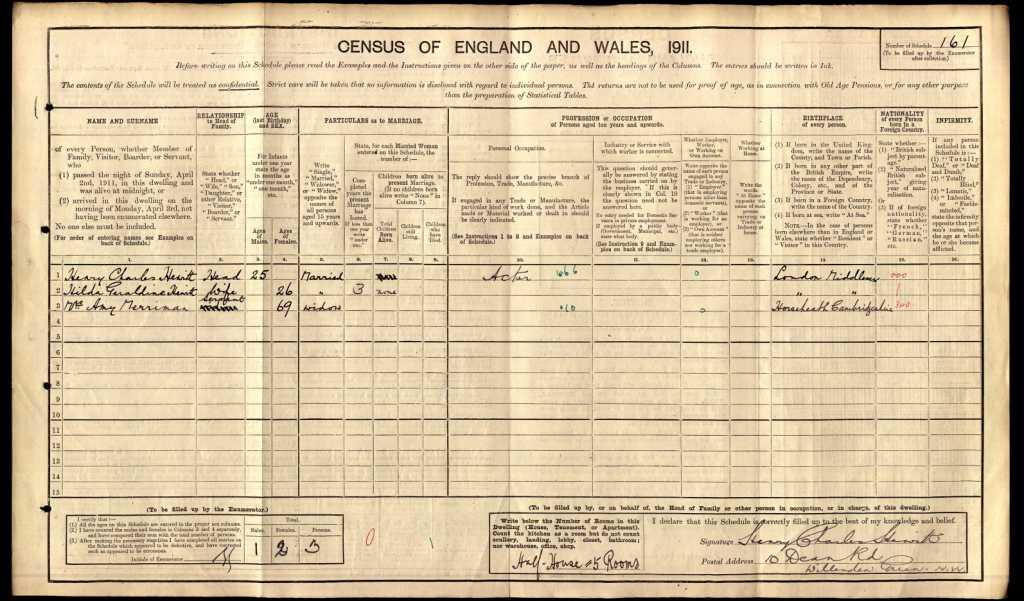 RG14/7058, 1911 Census, Henry Charles Hewitt