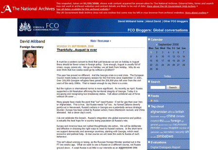 David Miliband's blog, September 1st 2008