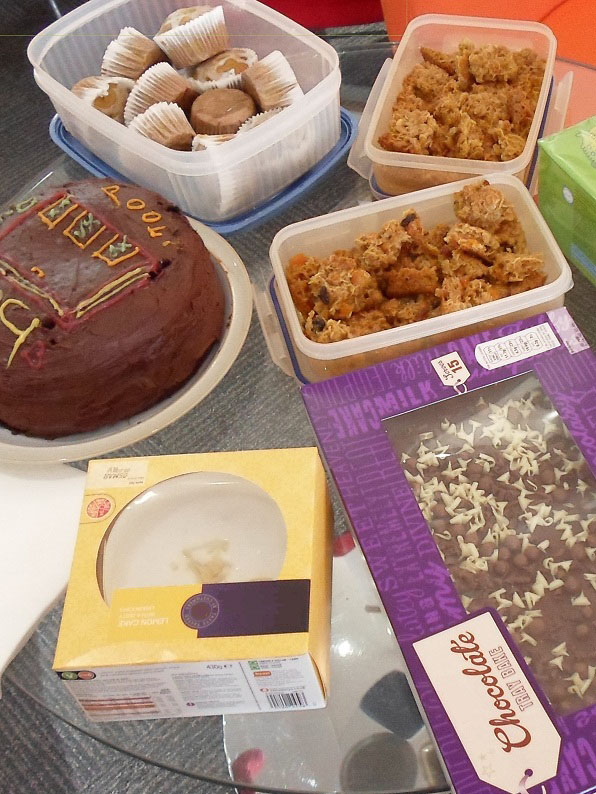 Cake: celebrating a retirement from the department meant a deluge of cake and other goodies