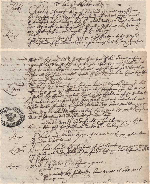 The trial document of Charles I.