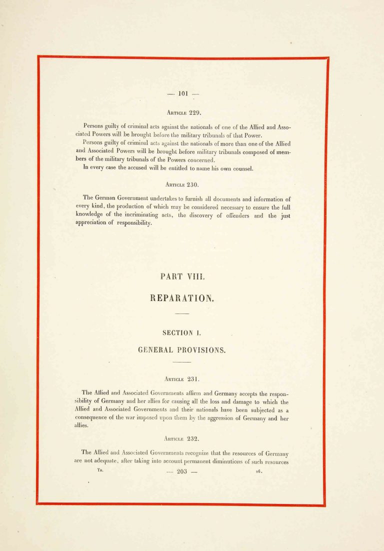 This page shows the reparation section of the treaty, FO 93/36/76