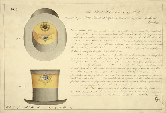 The bona fide ventilating hat. BT 45/10/1823