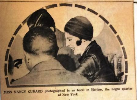 Image of Nancy Cunard visitng Harlem from the Daily Express in 1935 [MEPO 38/9]