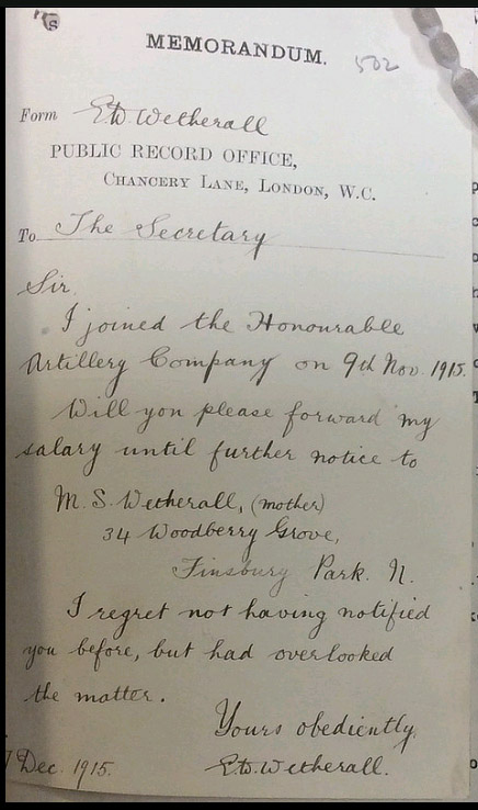 Letter from Pte Edwin Wetherall, catalogue reference PRO 1/80.