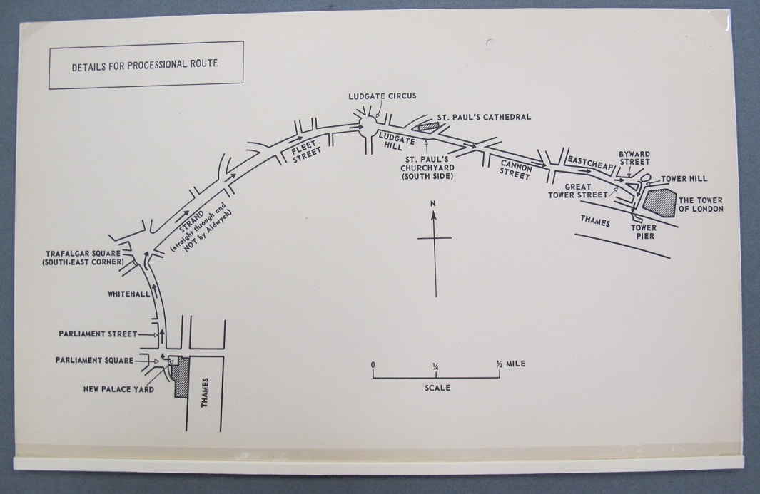 Processional route for Churchill’s funeral, 1965, Catalogue reference: LCO 2/6945