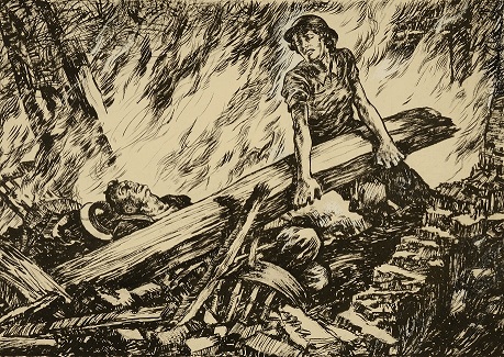 Home front woman at rescue work, 1939-1946, artist unknown, catalogue reference: INF 3/1477