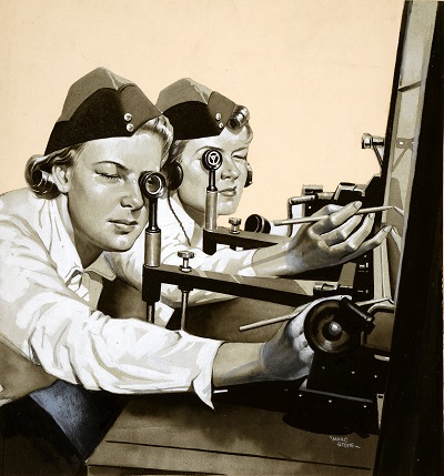 INF3-1235 Two ATS girls in gunnery control positions Artist Marc Stone