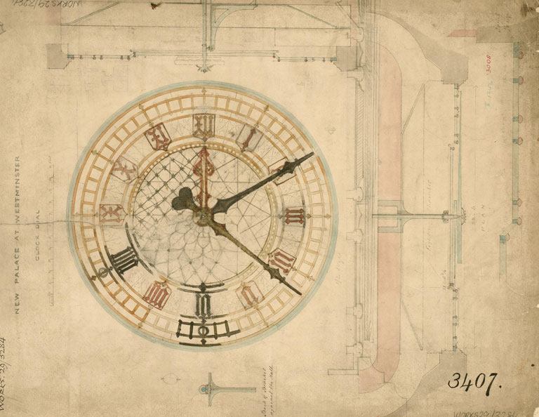 Elevation of clock dial. 