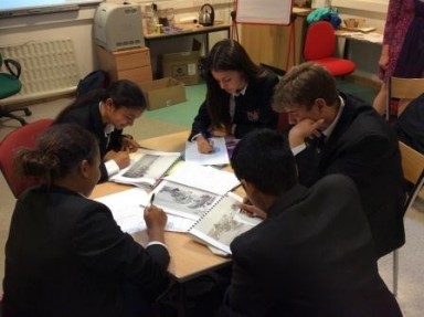 Image of pupils taking part in creative writing workshop