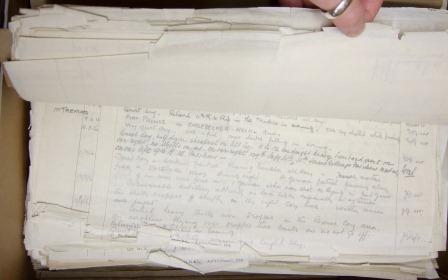 Typical damage found along handling edges of diary page (catalogue reference: WO 95)