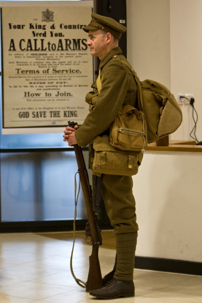 A photograph showing our 'Tommy' re-enactor at our Archives at Night event in May this year