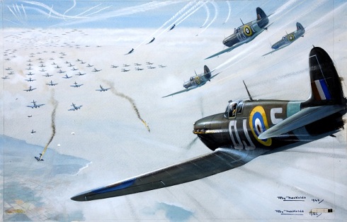 Diving Squadron of Spitfires, 1942, artist Roy Nockolds (catalogue reference: INF 3/824)