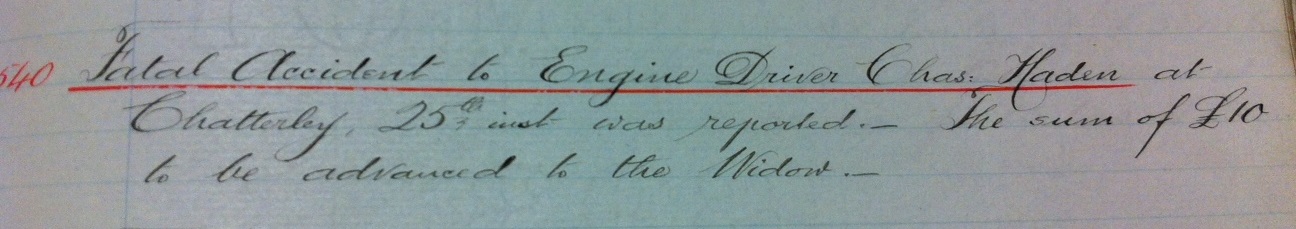 Entry from the North Staffordshire Railway Company Traffic and Finance Committee Minutes 1903 (catalogue reference: RAIL 532/21)