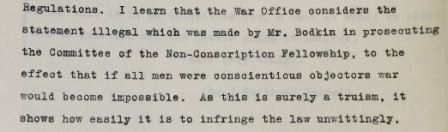 Letter from Bertrand Russell on the issue of Conscription. File ref: HO 45/11012/314670