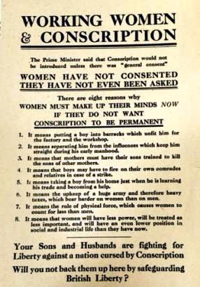 Working Women and Conscription pamphlet (catalogue reference: PRO 10/802)