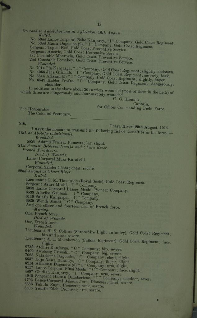 List of dead and wounded by date (catalogue reference: WO 32/5788)