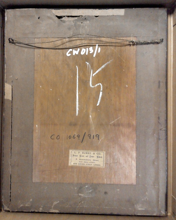 Image of the back of a framed albumen print of Sir Henry Taylor