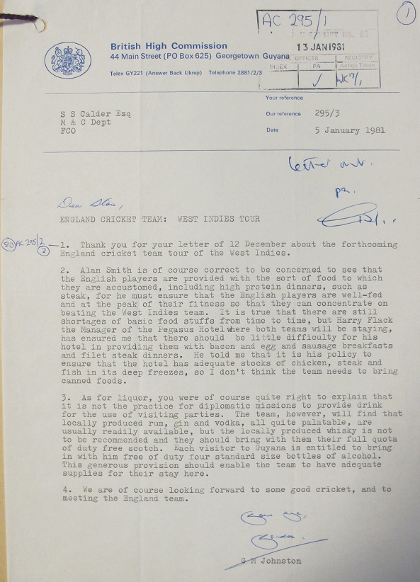 Letter from Johnston to Calder