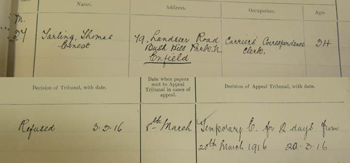 Image of register entry for Thomas Tarling 