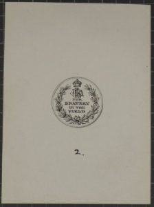Pen and ink design drawing for medal, it bears a laurel wreath and crown surrounding the Royal Cypher (GRI) and the words "FOR BRAVERY IN THE FIELD"