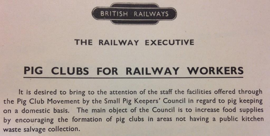 Image of a poster that reads 'Pig Clubs for Railway Workers'
