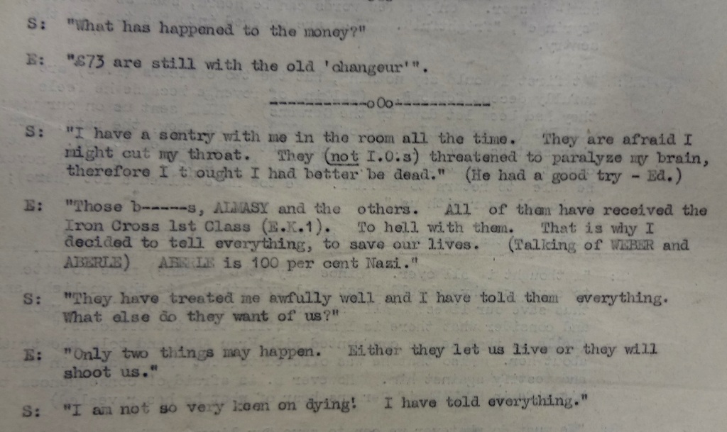 Image of a typed trascript of a conversation between Eppler and Sandstede