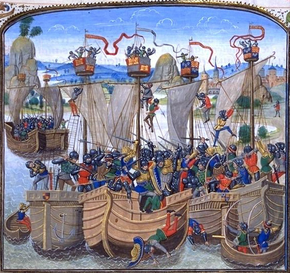 Image of warfare between four ships