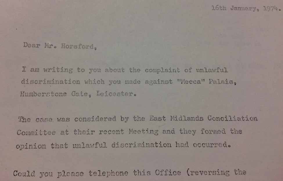 Images showing a letter from the West Midlands Conciliation Committee 