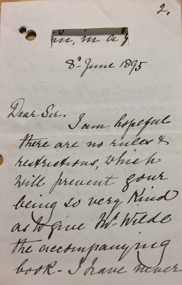 A letter from 'An Irishwaon' to the governor of Reading Gaol (catalogue reference: HO 144/271/A58947)
