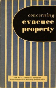 Front cover of a booklet entitled 'Concerning evacuee property'
