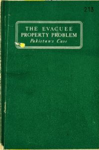 Front cover of a booklet entitled 'The evacuee Property Problem'