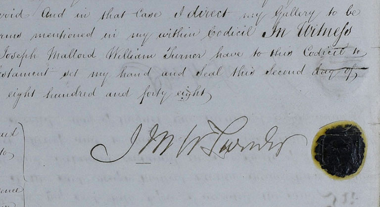 Signature and seal of J M W Turner