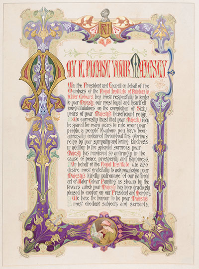Watercolour address to Queen Victoria on her Diamond Jubilee