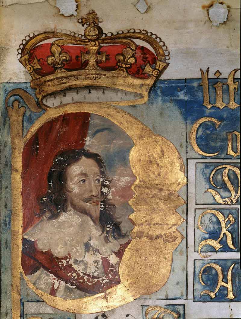 King Charles I pictured in the Coram Rege Rolls 