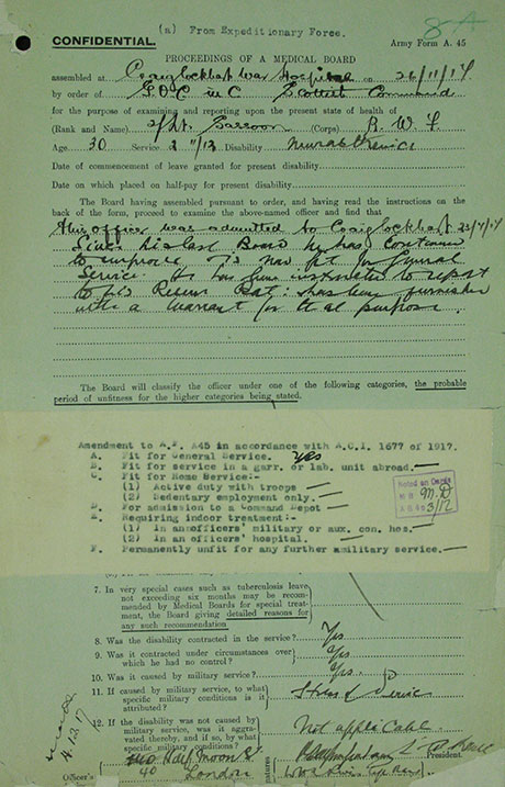 Report of medical board held on 26 November 1917