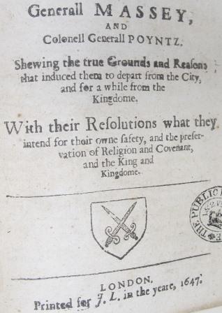 Declaration of Generals Massey and Poyntz on their flight from the City. With their resolutions for the preservation of ‘Religion and Covenant, and the King and Kingdome’ (catalogue reference SP 116/530/49)