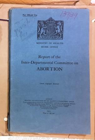 Photo of the report of the Inter-Departmental Committee on Abortion, published 1939. Reference: MH 71/30