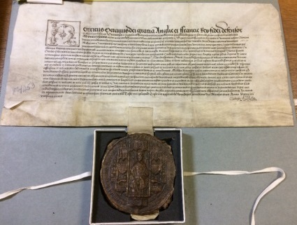 Henry VIII’s licence to Cardinal Wolsey and Campeggio to begin the annulment proceedings (Catalogue reference: E30/1453)