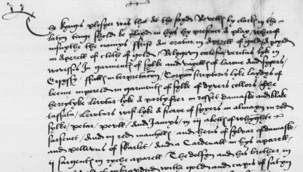 SP 1/45, f 36v: Extract from the accounts for the revels, 10 November 1527 