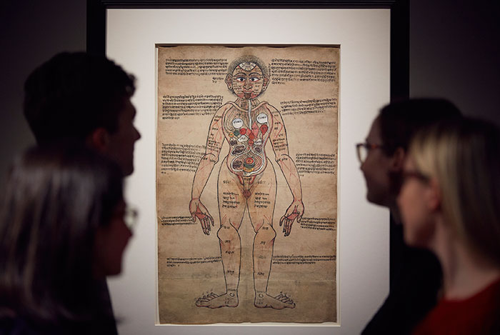 Installation view of Ayurvedic Man exhibition, picture courtesy of Wellcome Collection