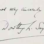 Sayers' signature from her letter to Sir Norman, Catalogue reference: MEPO 3/1724