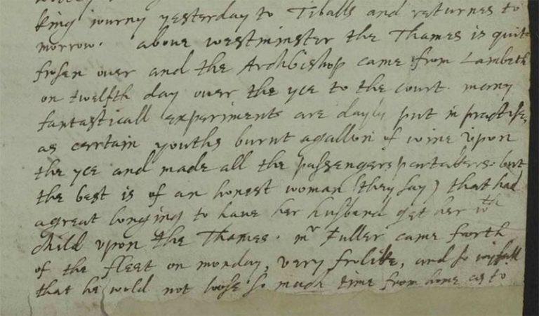 Excerpt of letter from Chamberlain to Carleton, 1608 (SP 14/31 f.59).