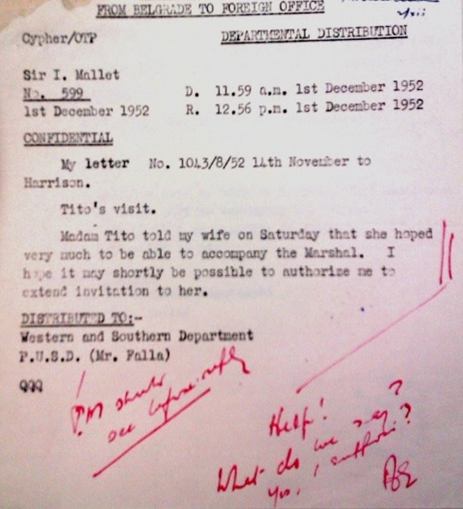 Anthony Eden's 'Help' in red ink (Ref: FCO 371/102184)